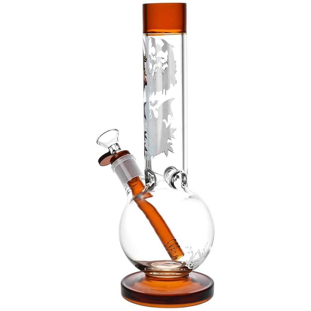 Pulsar Halloween Round Ball Glass Water Pipe - 11.75" / 14mm F - Discreet Smoker