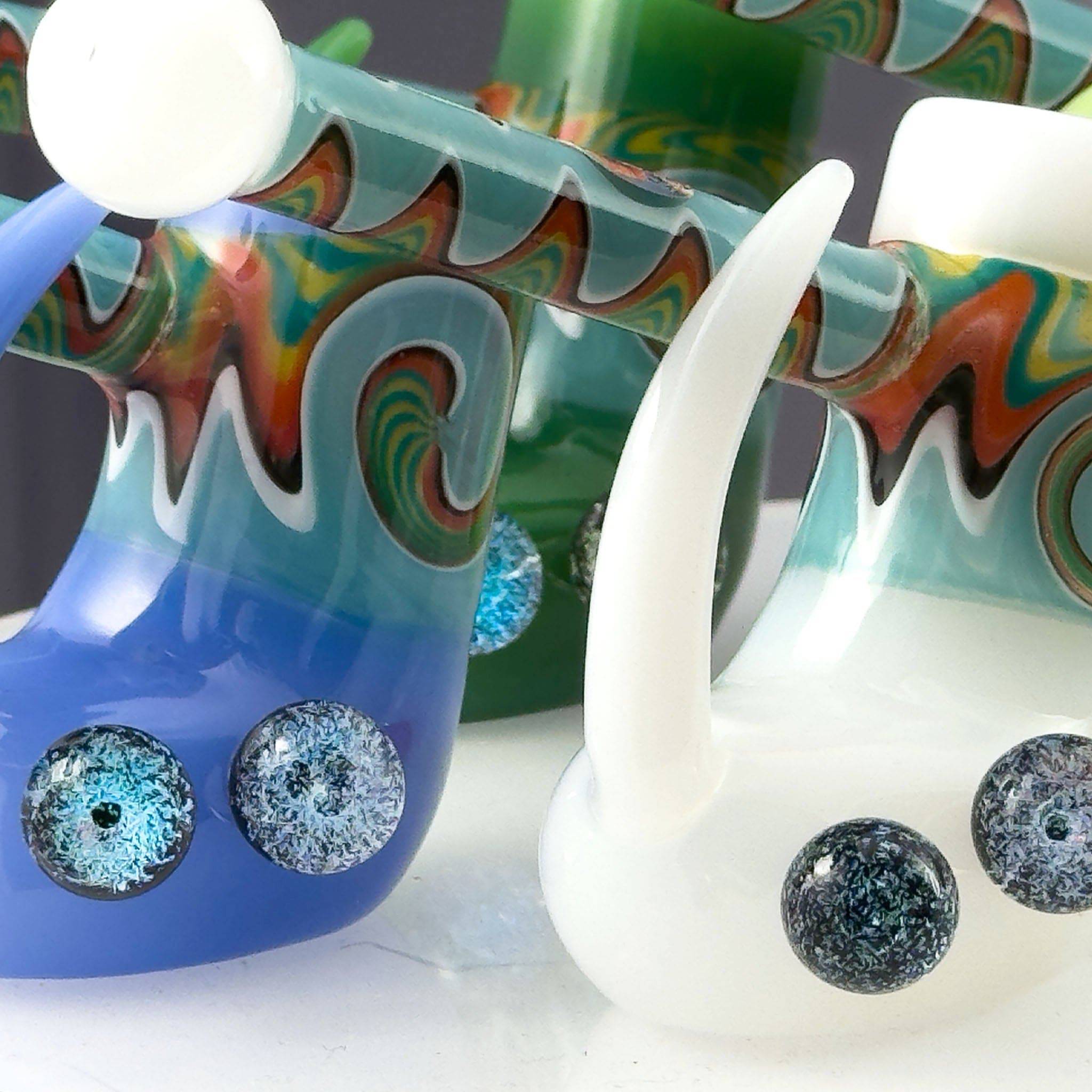 Crush Fang Bub Pipe w/Dual Galaxy Marbles (Various Colors) - Discreet Smoker