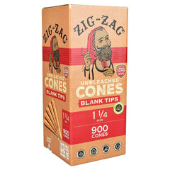 Zig Zag Unbleached Blank Tip Cones | 1 1/4" | 900pc Bulk Box - Discreet Smoker