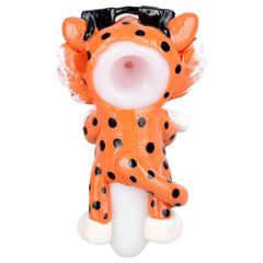 Cheezy Cheetah Enamel on Glass Hand Pipe - 5.5" - Discreet Smoker