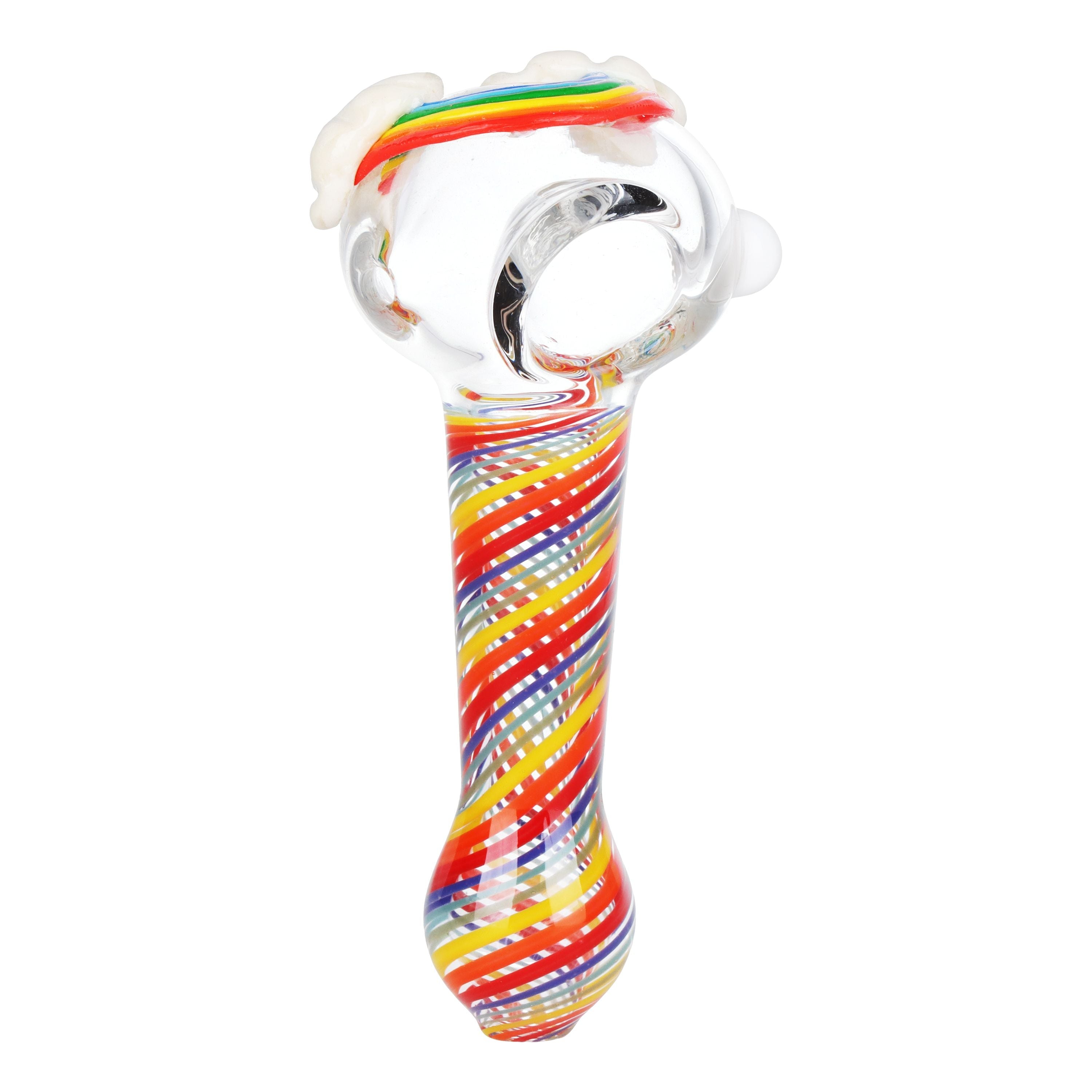 Rainbow Cloud Glass Spoon Pipe - 4.25" - Discreet Smoker