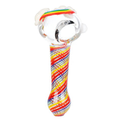 Rainbow Cloud Glass Spoon Pipe - 4.25" - Discreet Smoker