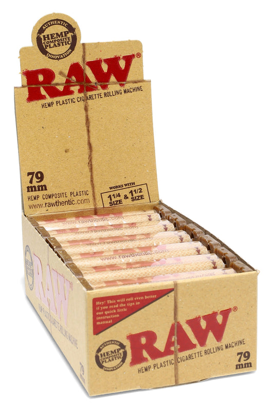 RAW 79 mm Hemp Plastic Rolling Machine – 12 Count Display - Discreet Smoker