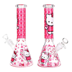 High Fashion Kitty Beaker Glass Water Pipe - 10" / 14mm F - Discreet Smoker