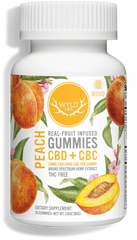 WYLD Real Fruit Infused CBD + CBC Gummies Peach (60MG -1200MG) - Discreet Smoker