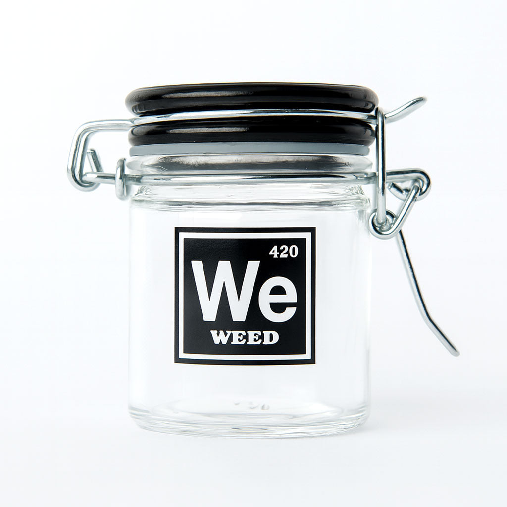AIRTIGHT GLASS WEED PERIODIC SYMBOL STORAGE JAR - Discreet Smoker