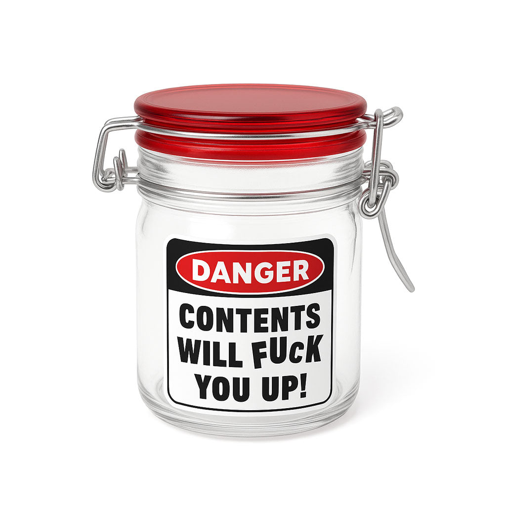 AIRTIGHT GLASS HERB JAR - CONTENTS WILL FUCK YOU UP! - Discreet Smoker