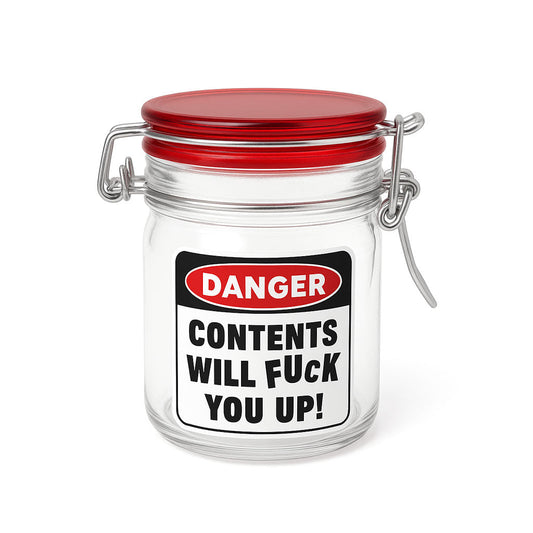 AIRTIGHT GLASS HERB JAR - CONTENTS WILL FUCK YOU UP! - Discreet Smoker