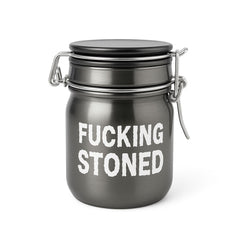 FUCKING STONED AIRTIGHT GLASS MINI HERB STORAGE JAR - Discreet Smoker