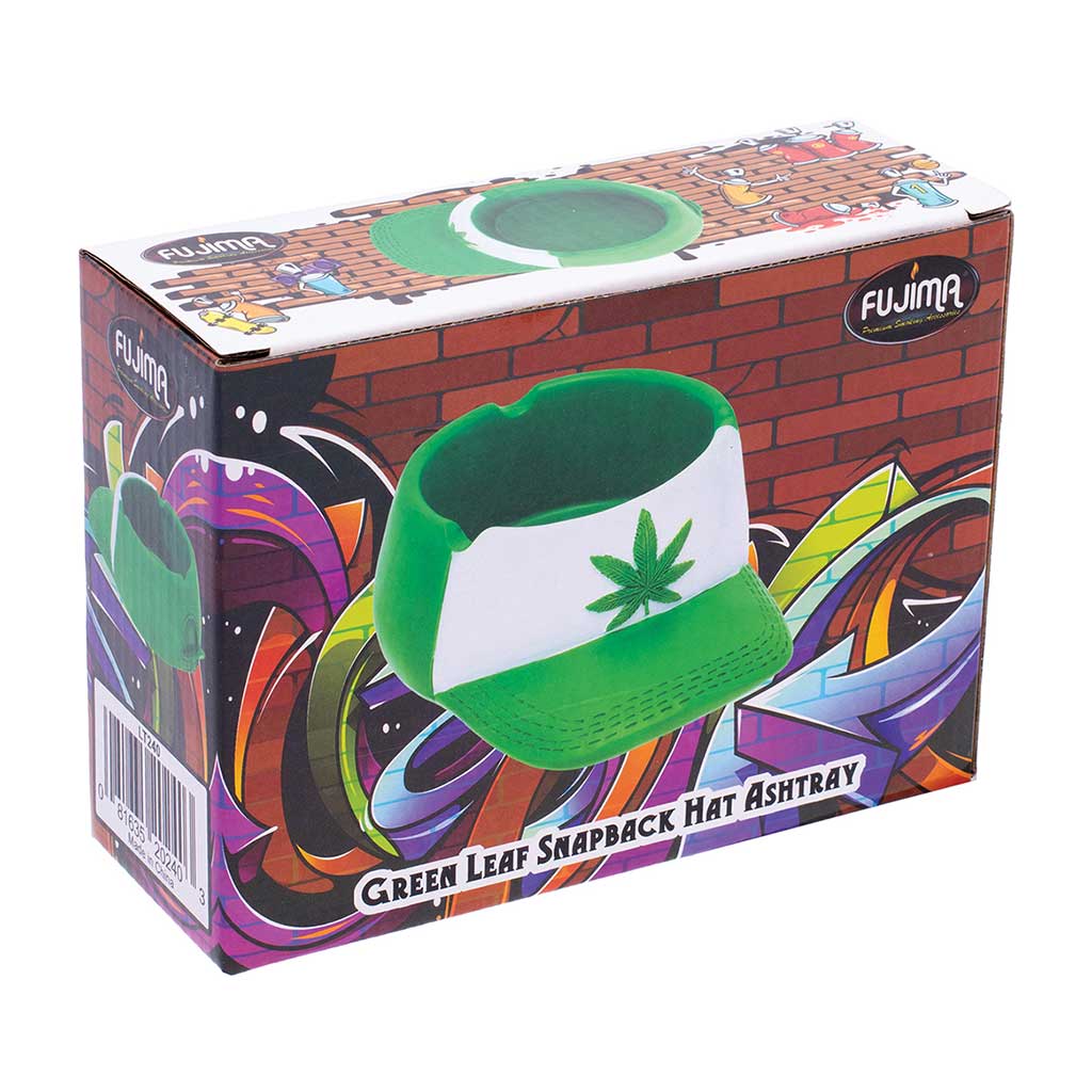 GREEN LEAF SNAPBACK HAT ASHTRAY - Discreet Smoker