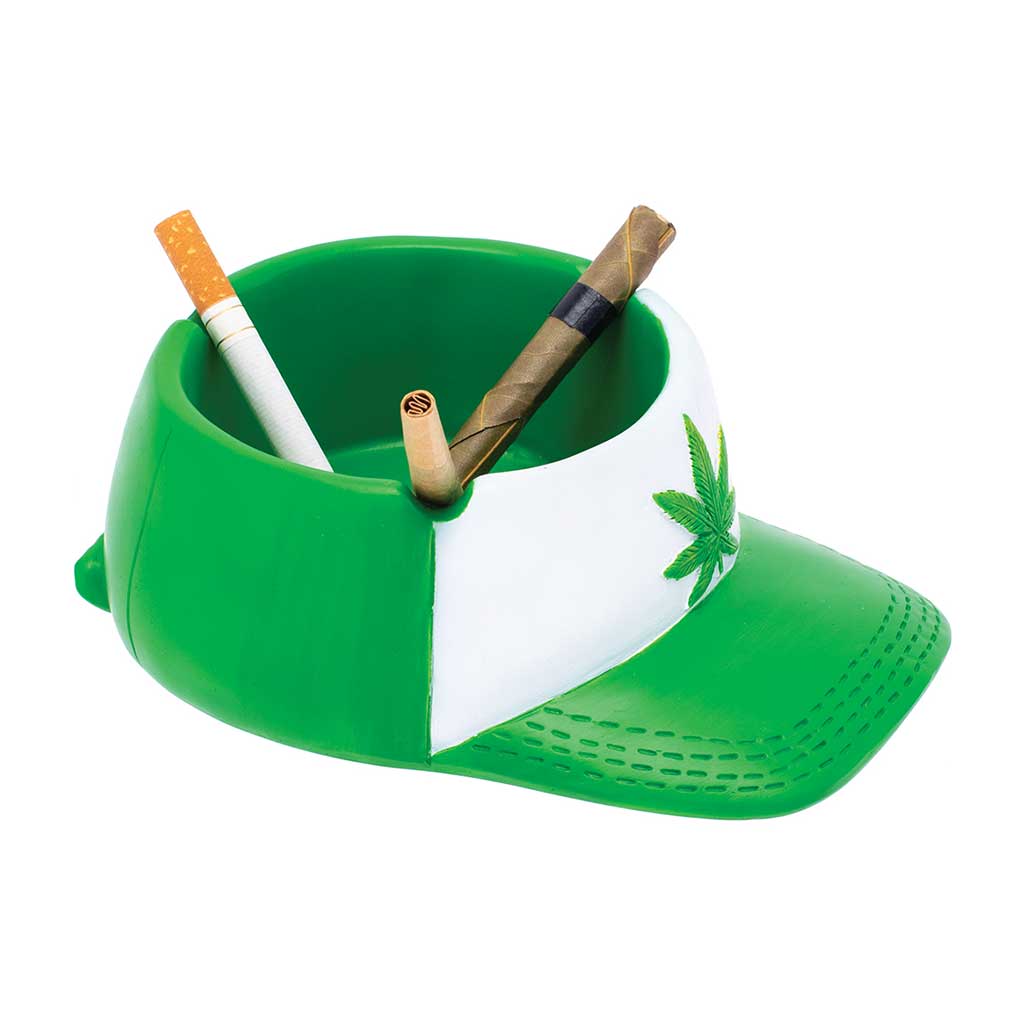 GREEN LEAF SNAPBACK HAT ASHTRAY - Discreet Smoker
