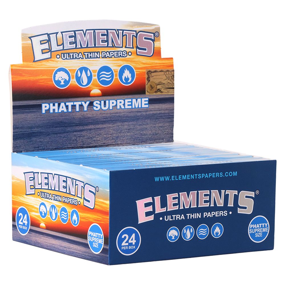 24PC DISPLAY Elements Phatty Supreme Rolling Papers - Discreet Smoker