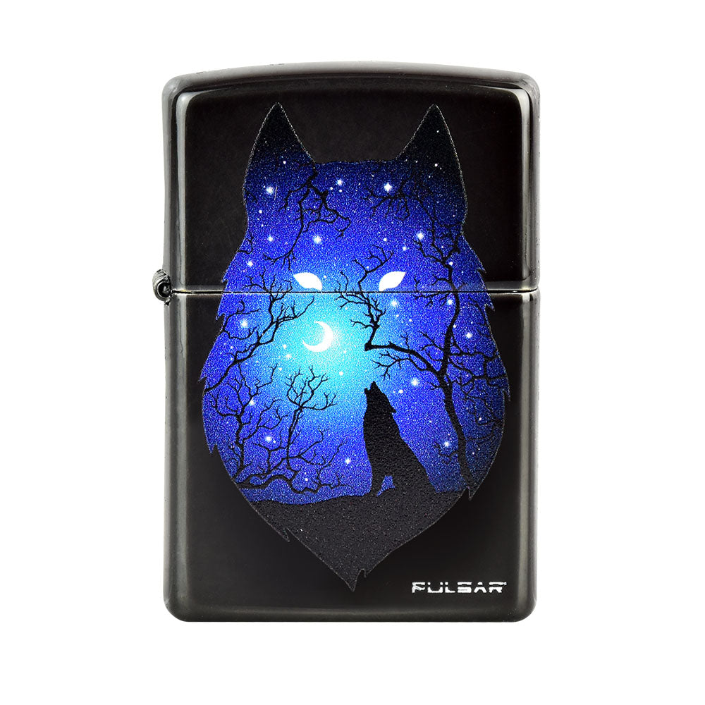 Zippo Lighter - Pulsar Wolf & Stars - Black Ice - Discreet Smoker