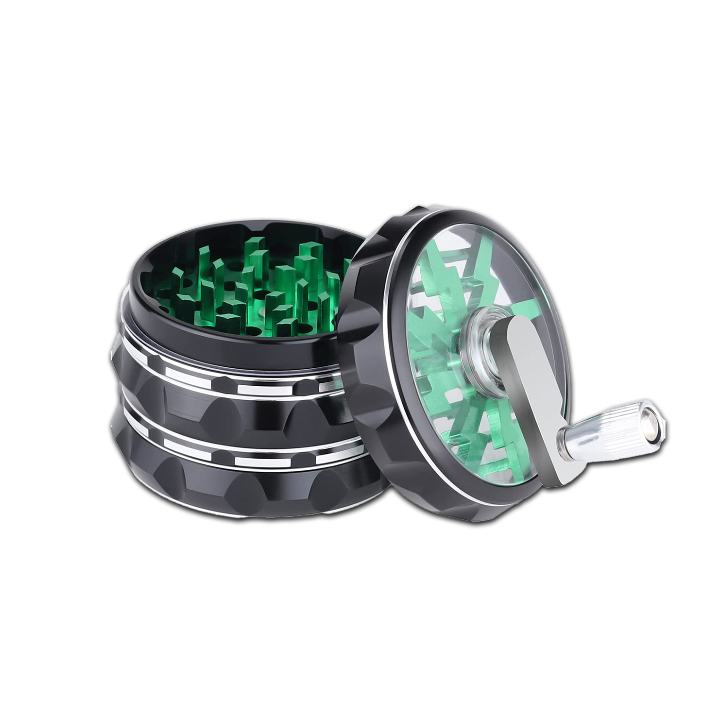 Hand Crank Aluminium Grinder with Clear Top