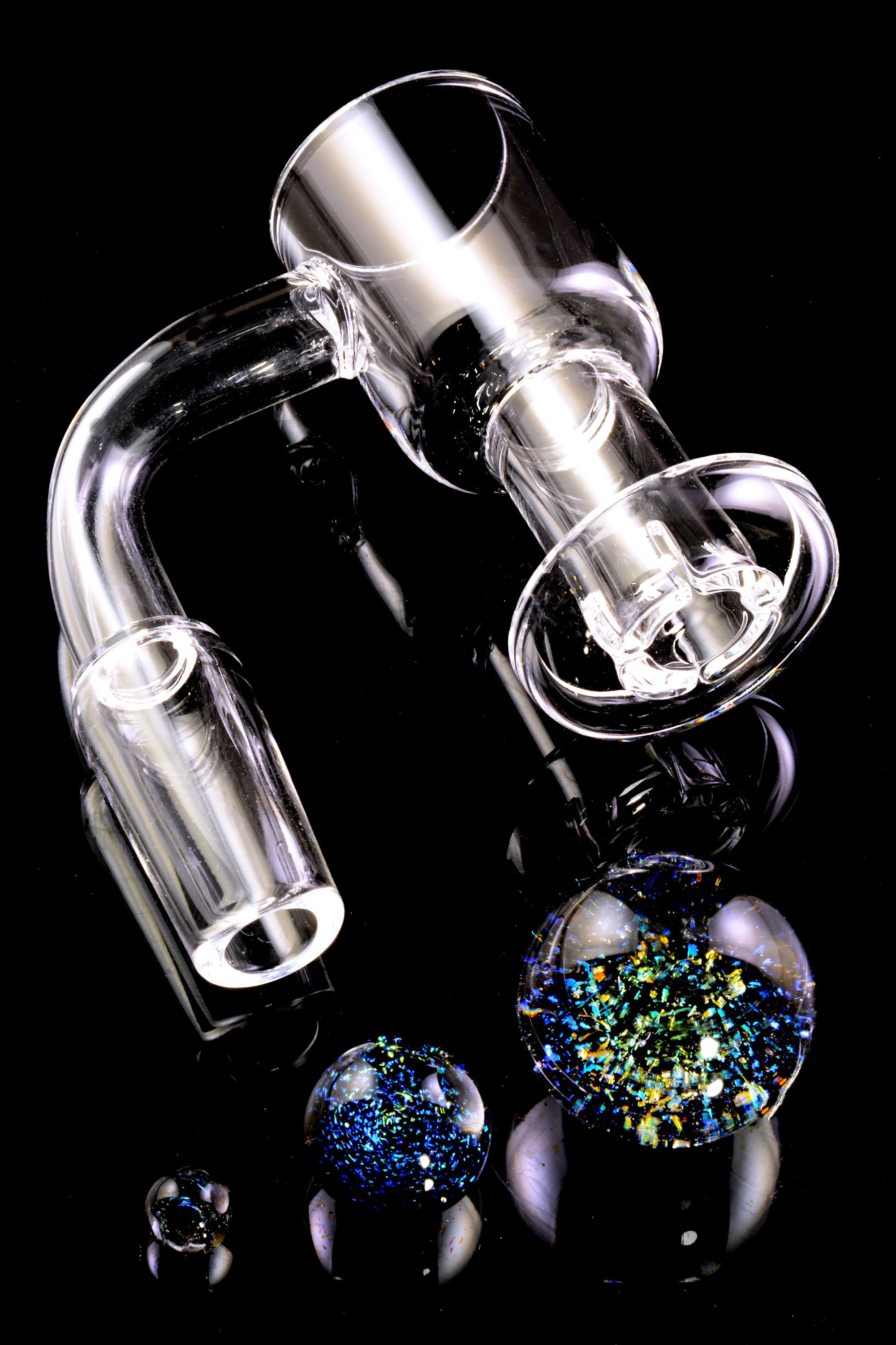 Quartz 14.5 mm Male Terp Slurper Banger – 2 mm – Dichro Beads – Assorted Colors - Discreet Smoker