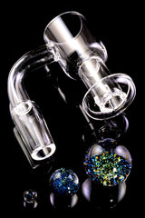 Quartz 14.5 mm Male Terp Slurper Banger – 2 mm – Dichro Beads – Assorted Colors - Discreet Smoker