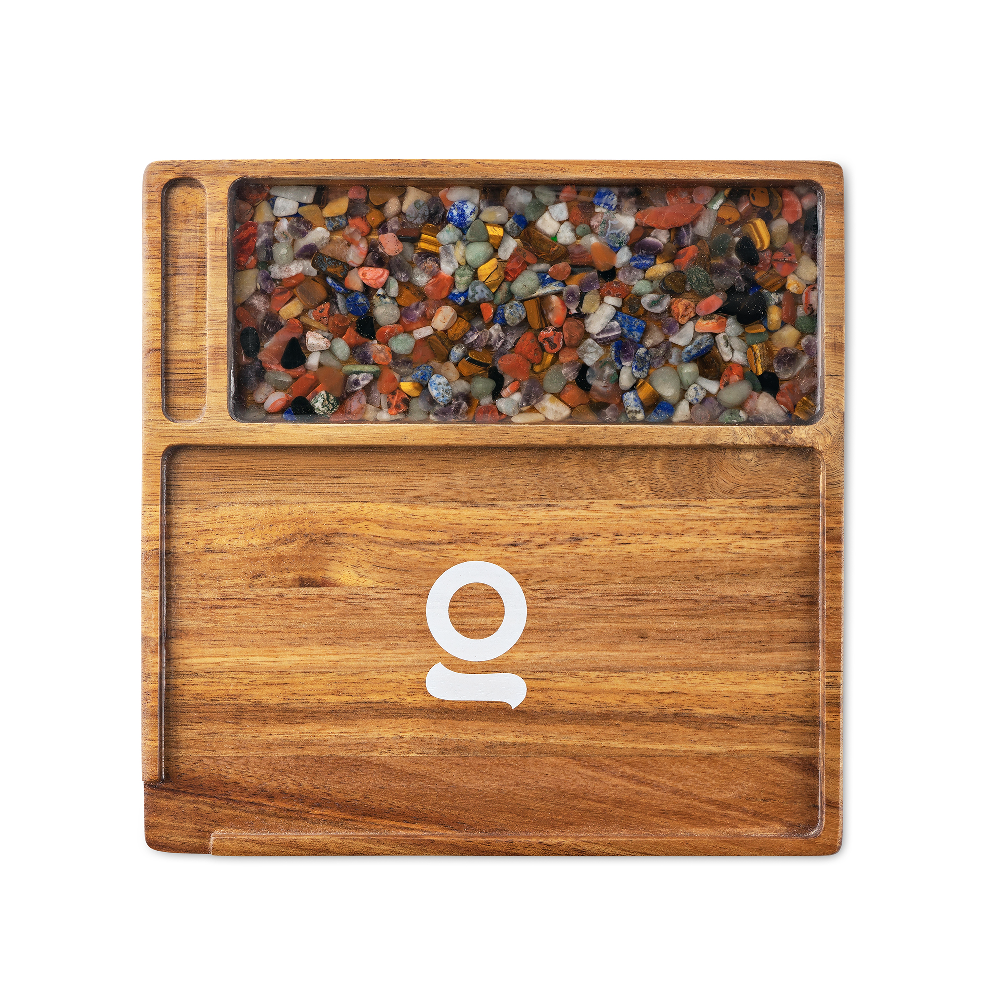 Ongrok Premium Natural Acacia Wood Tray | 9.5" x 9.5" - Discreet Smoker