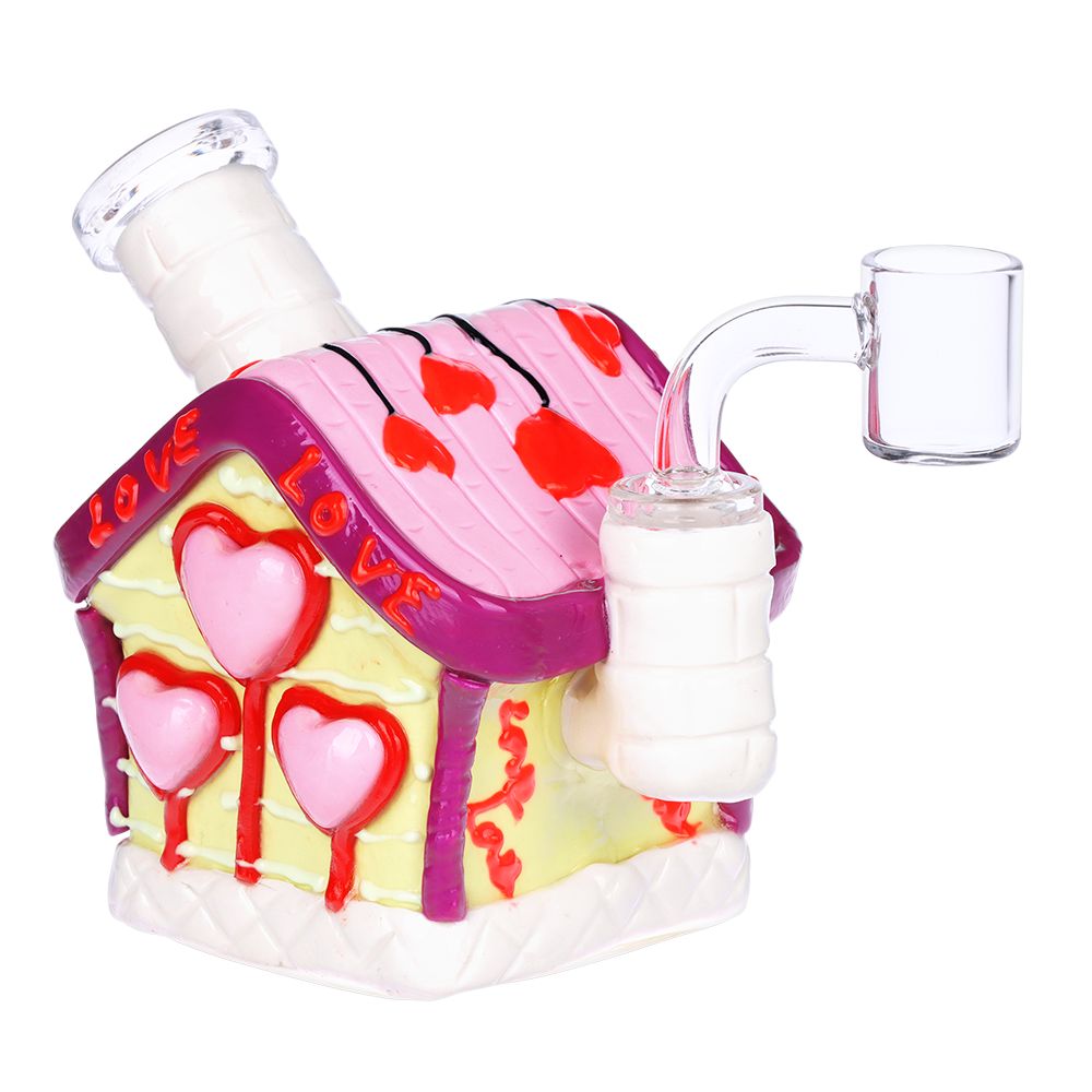 Valentine's Love Shack Resin Sculpted Glass Dab Rig - 4.5" / 14mm F - Discreet Smoker