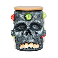 Pulsar Third Eye Shroom Skull Glass Jar - 4.25" - Discreet Smoker