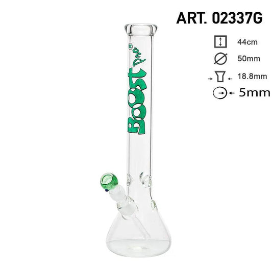 Boost | 17" Green Beaker Base Glass Water Pipe - Discreet Smoker