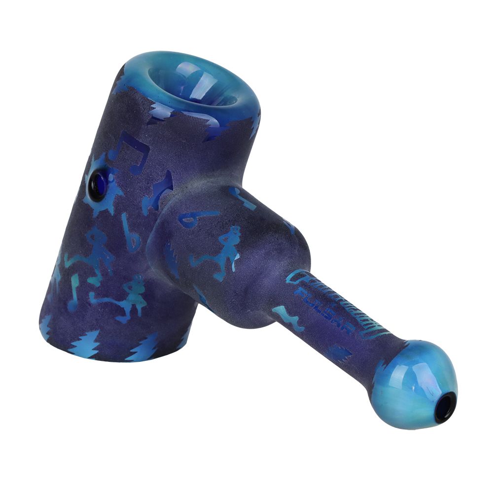 Grateful Dead x Pulsar Ethereal Music Etched Glass Hammer Bubbler - 5" - Discreet Smoker