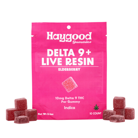 D9 THC Live Resin Gummies - Indica - Elderberry - Discreet Smoker