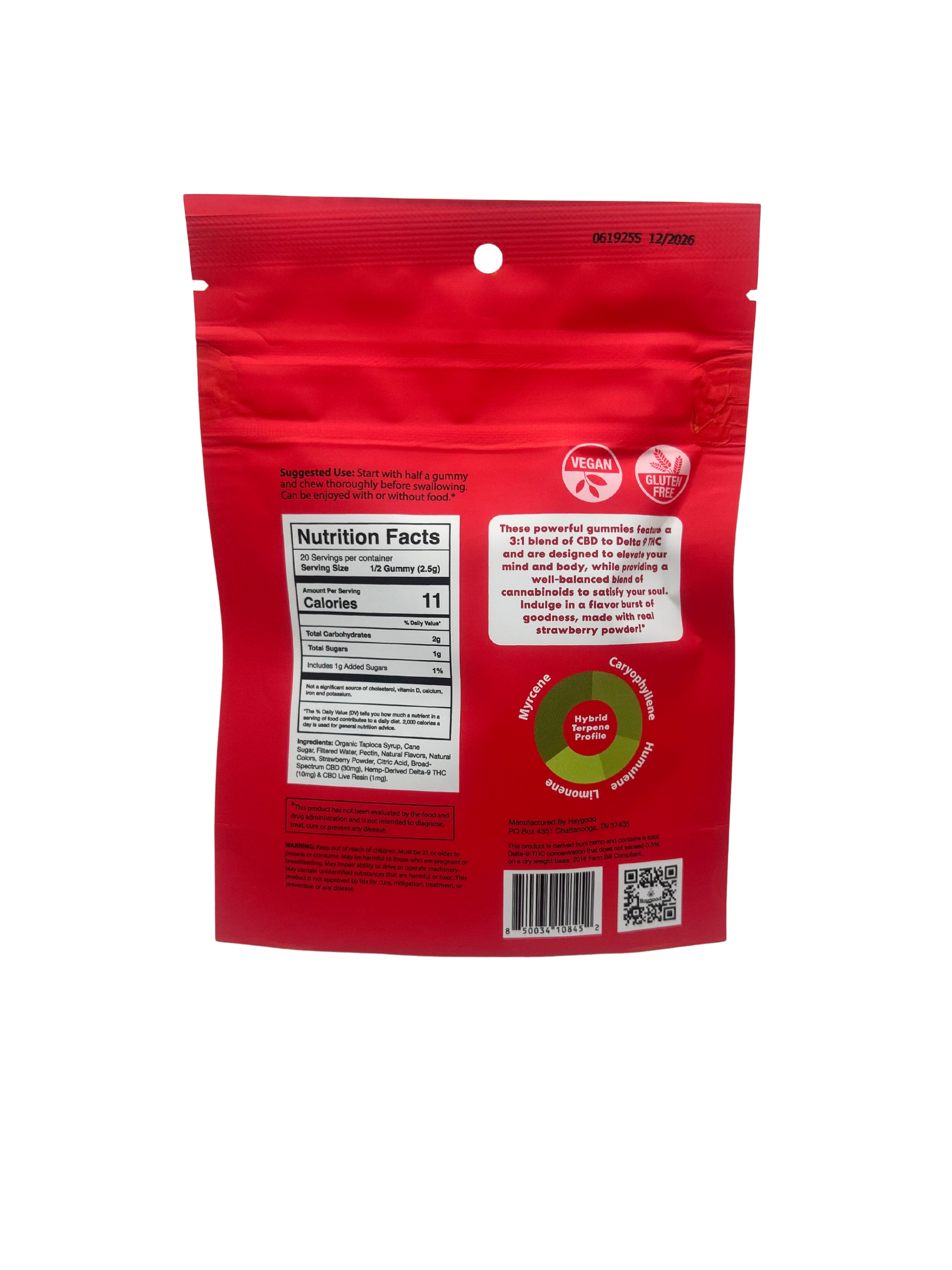 D9 THC Live Resin 3:1 Gummies - Hybrid - Strawberry - Discreet Smoker