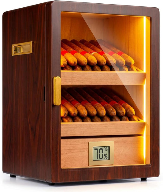 60-100 Count Cigar Humidor Cabinet with LED and Digital Hygrometer