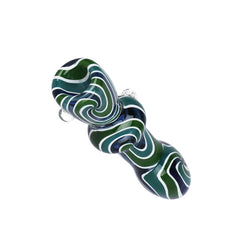 Hypnotist Triplets Wig Wag Swirls Glass Chillum - 4" - Discreet Smoker