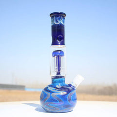10.5" Blue Buddha Glass Water Pipe w/ Coil Perc - Discreet Smoker