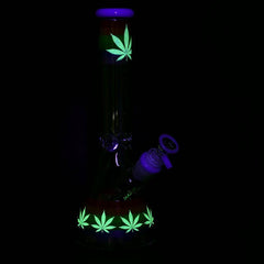 Pulsar Rainbow Pride Glow Glass Beaker Water Pipe - 10" / 14mm F - Discreet Smoker