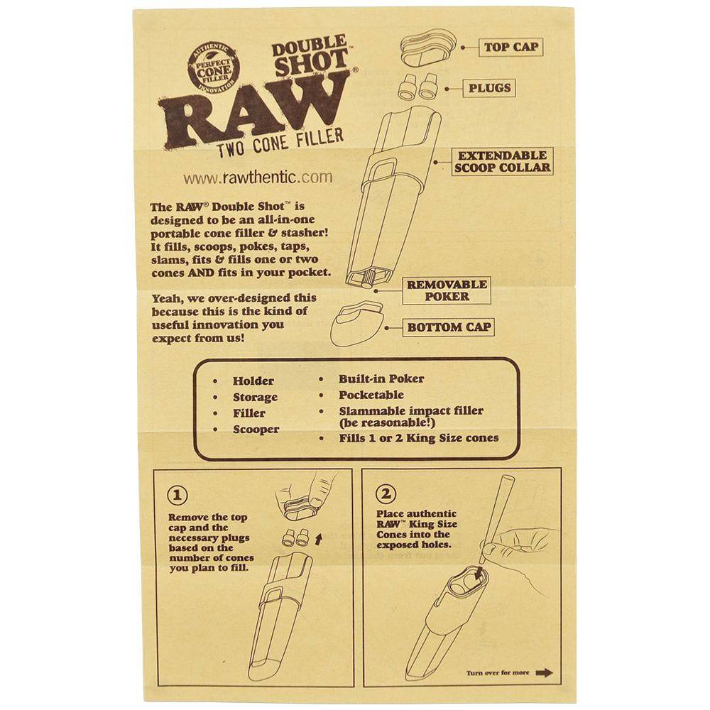 RAW Double Shot Two Cone Filler - King Size - Discreet Smoker