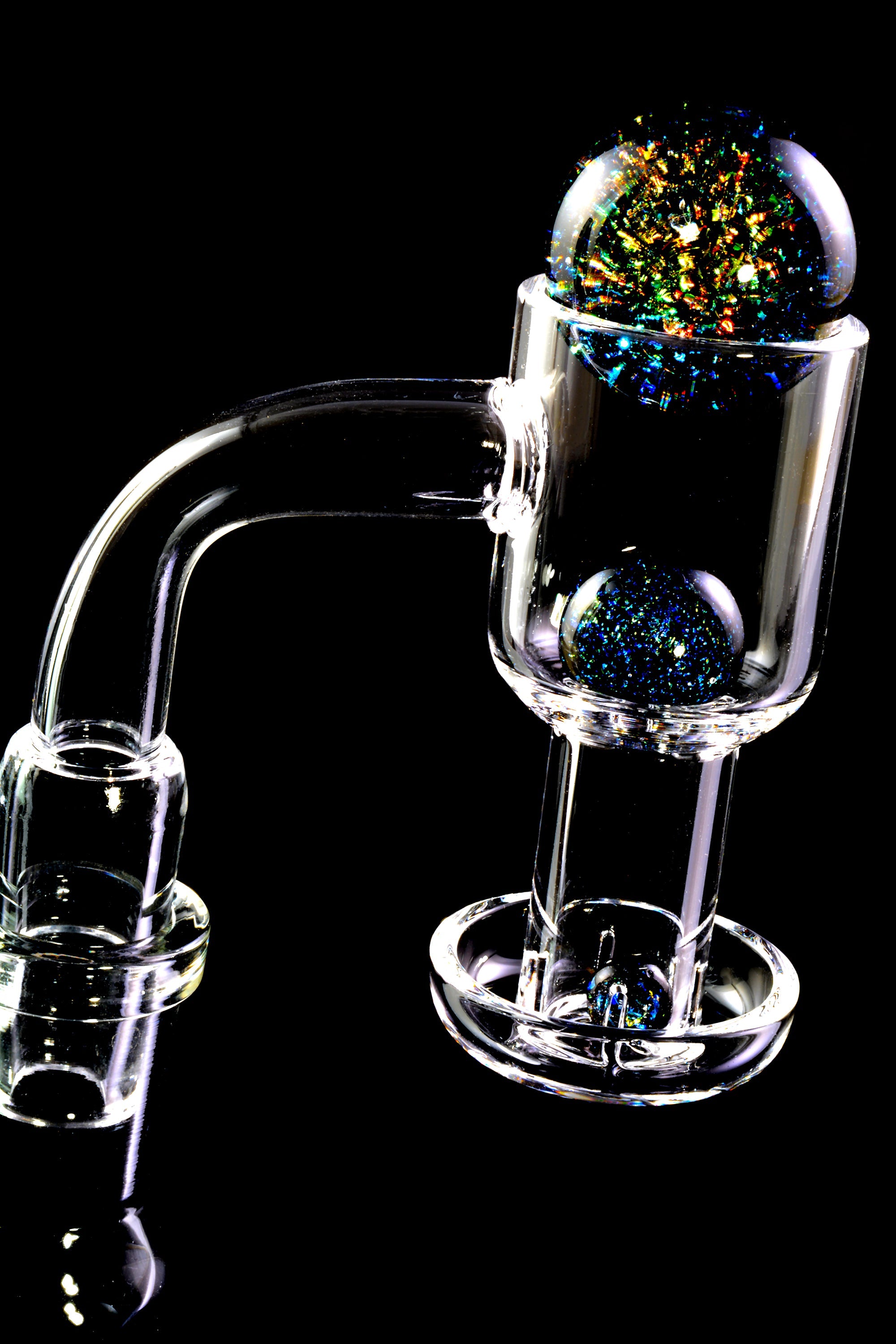 Quartz 14.5 mm Male Terp Slurper Banger – 2 mm – Dichro Beads – Assorted Colors - Discreet Smoker