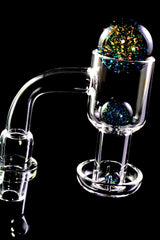 Quartz 14.5 mm Male Terp Slurper Banger – 2 mm – Dichro Beads – Assorted Colors - Discreet Smoker