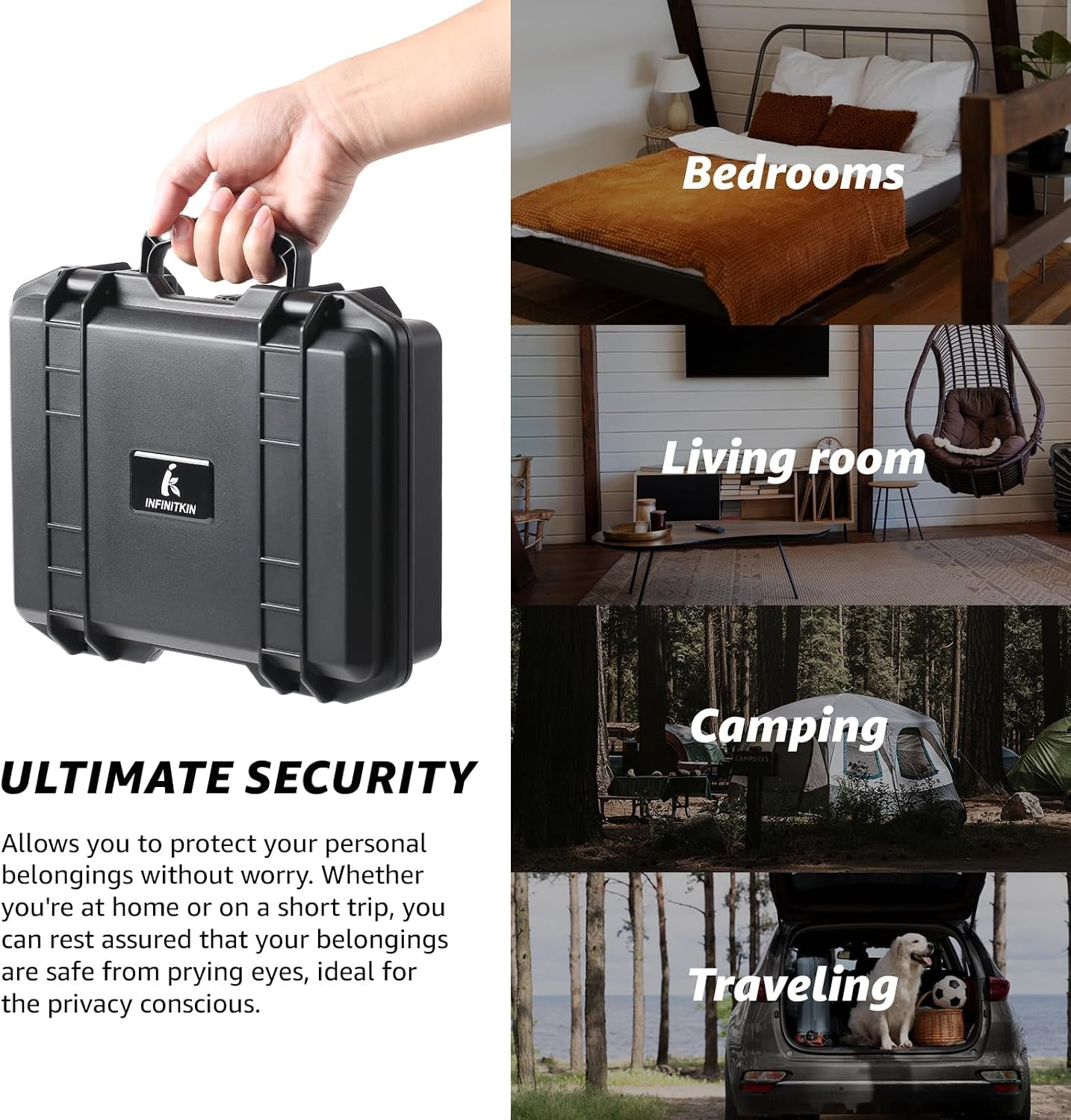 INFINITKIN Smell Proof Box Large Airtight Storage Box with Lock