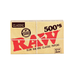 RAW Classic Creaseless 500's Papers - 500pc / 1 1/4" 20pk - Discreet Smoker