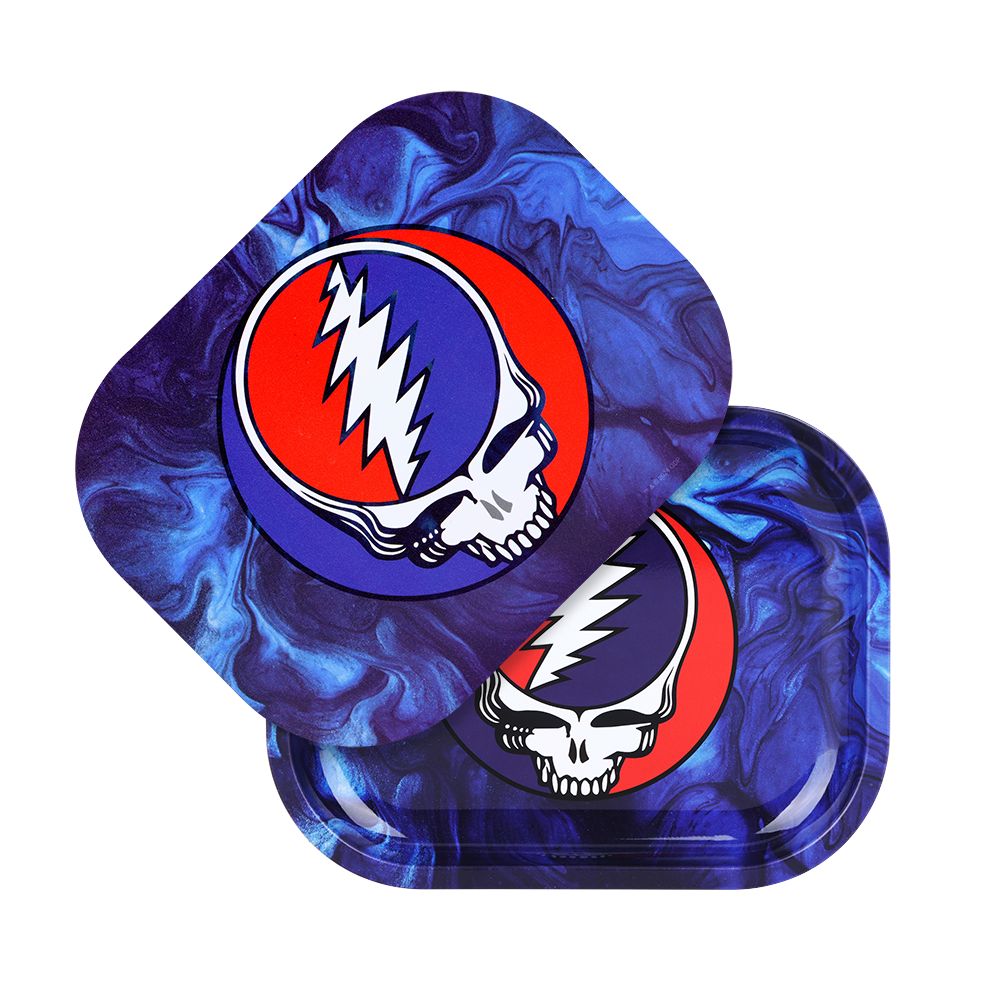 Grateful Dead x Pulsar Mini Rolling Tray & Lid Kit - Steal Your Face Swirls / 7"x5.5" - Discreet Smoker