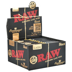 RAW Black Connoisseur Rolling Papers + Tips / 32pc / King Size Slim 24pk - Discreet Smoker