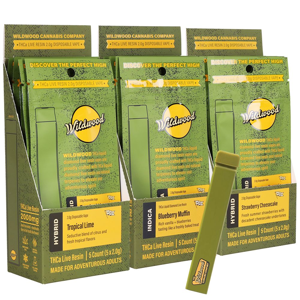 Wildwood Dispensary Grade Live Resin THCA Disposable | 2g | 5ct Display - Discreet Smoker