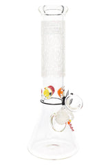ROOR 12" Frosted Beaker Bong with Multicolor Ice Pinch – Glass-on-Glass - Discreet Smoker