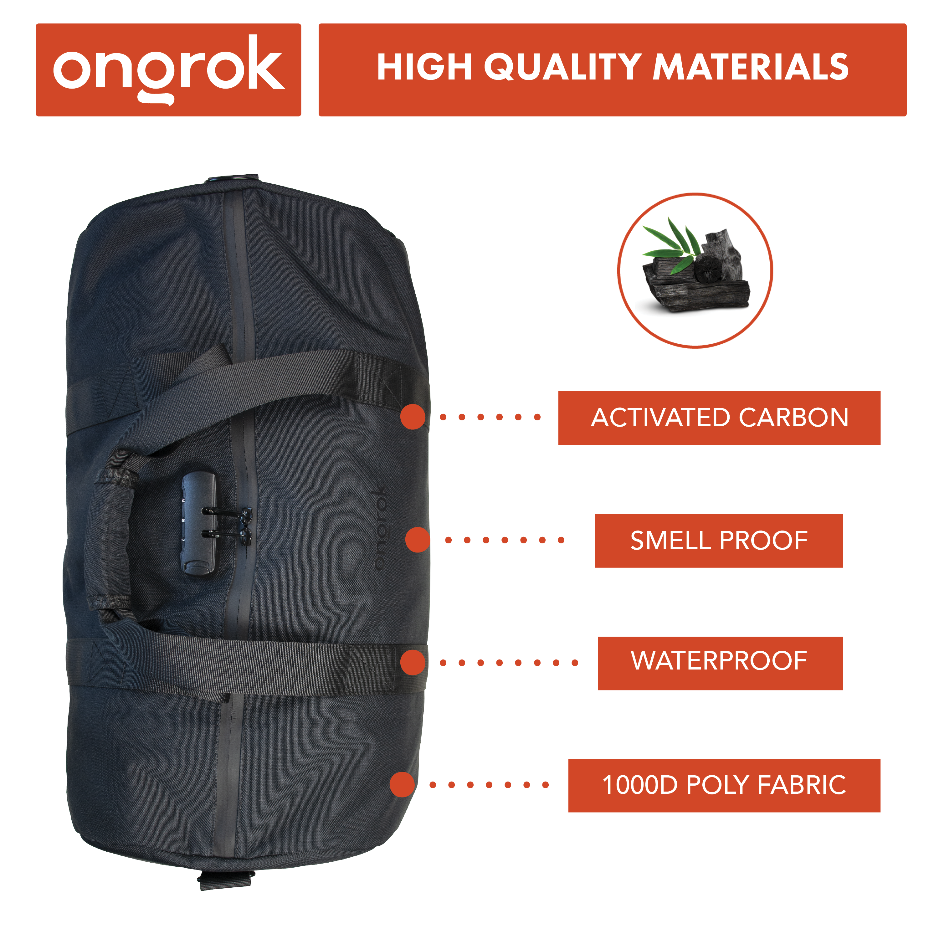 Ongrok Carbon-lined Smell proof Duffle Bag - Discreet Smoker