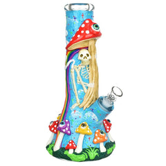Sneaky Skeleton And Watchful Fungi Glow In Dark Beaker Water Pipe-12.5" / 14mm F - Discreet Smoker