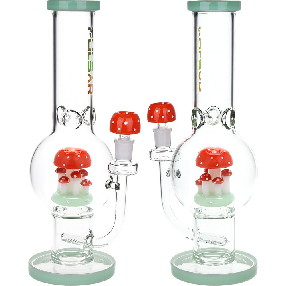 Pulsar Shroom Colony Perc Bubble Base Glass Water Pipe - 12.5" / 14mm F - Discreet Smoker