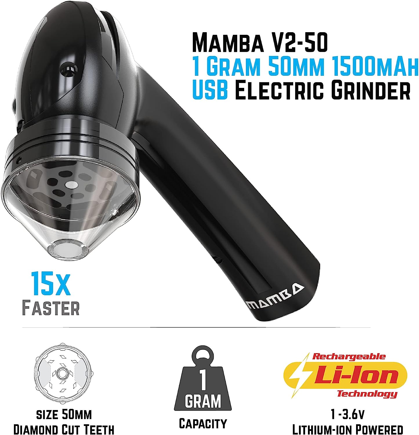 Mamba V2-55 Electric Portable Herb Grinder - Discreet Smoker