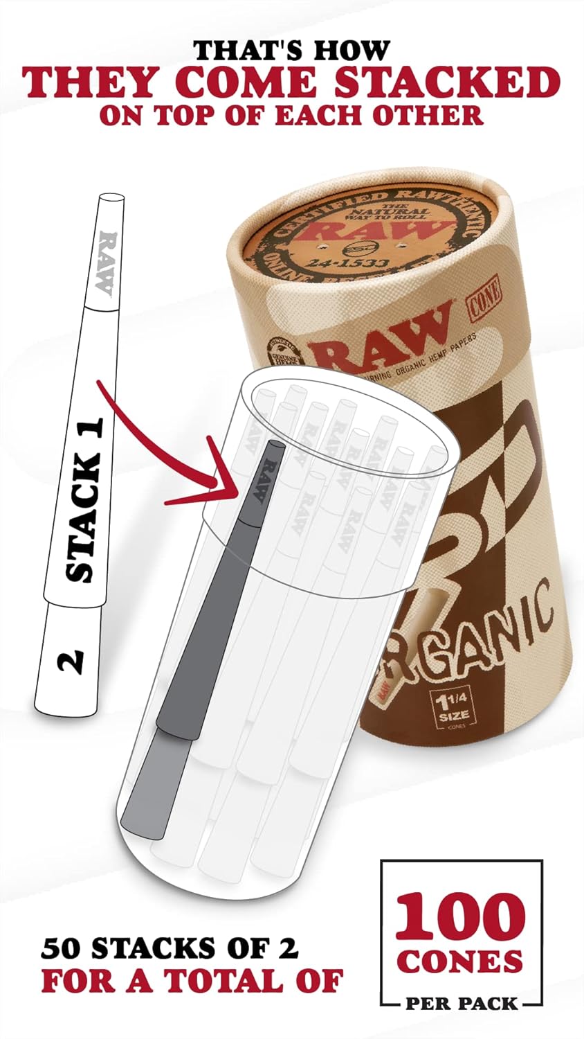 RAW Organic Hemp Cones - 1 1/4" - Discreet Smoker