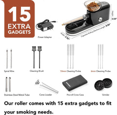 Electric Cigarette Rolling Machiner with Pre Rolled Holder Case, Grinder, Filling Maker