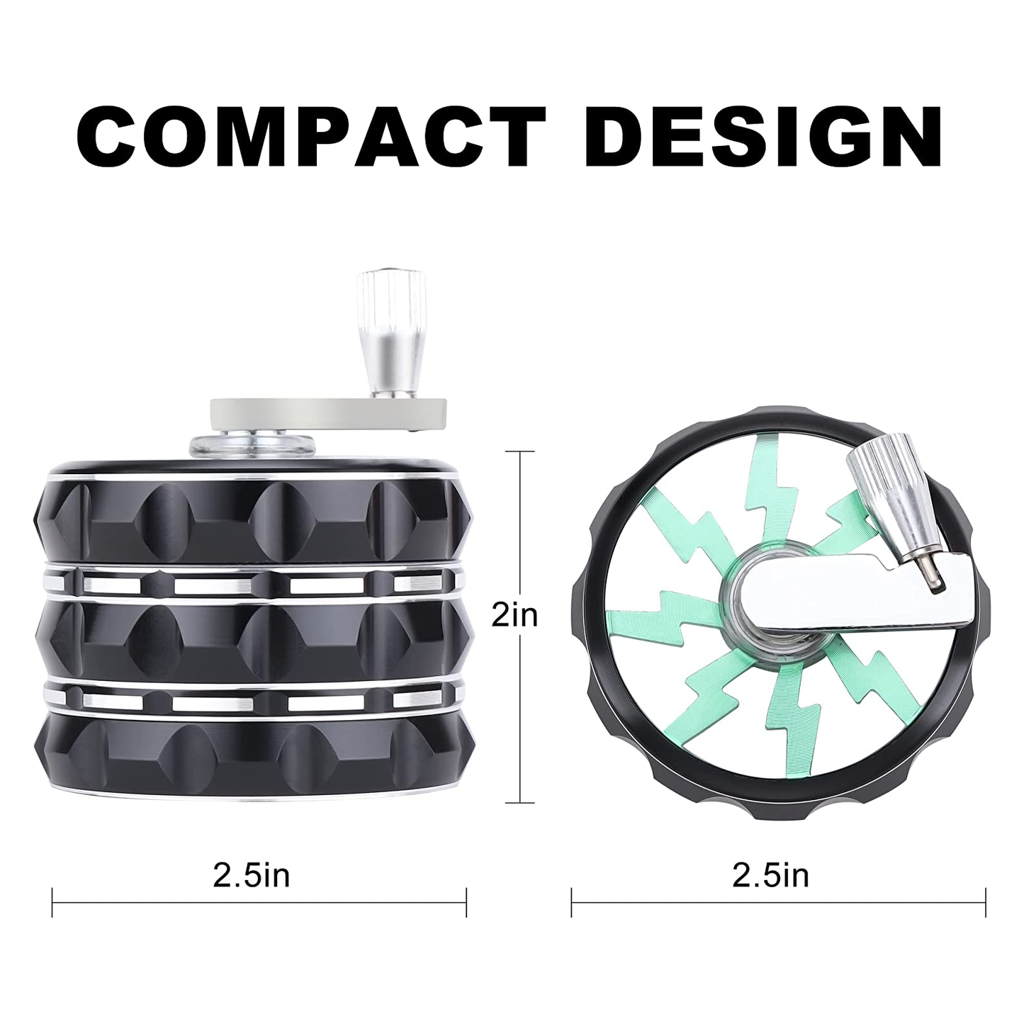 Hand Crank Aluminium Grinder with Clear Top