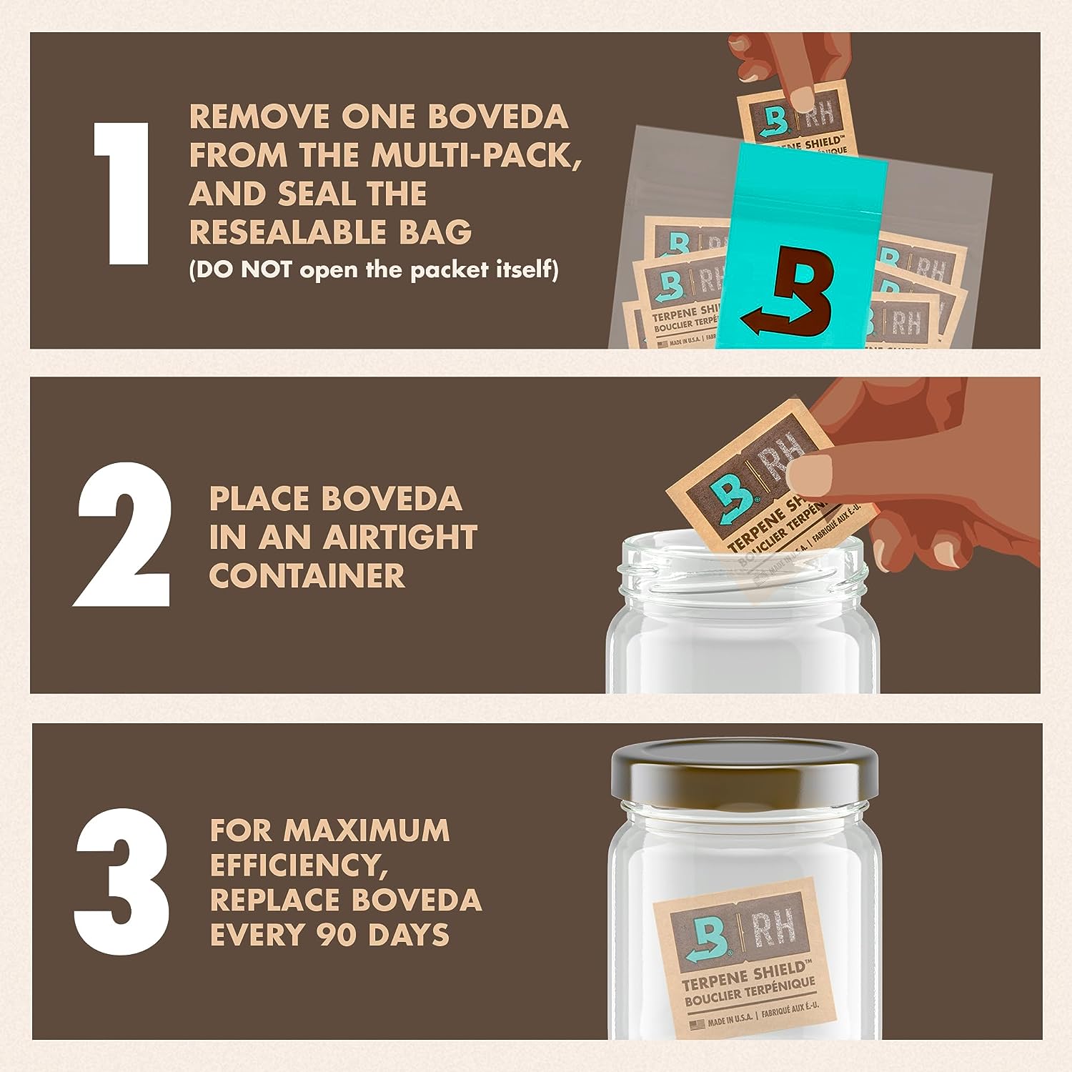 Boveda 62% Two-Way Humidity Control Packs For Storing ½ oz – Size 4 – 10 Pack - Discreet Smoker