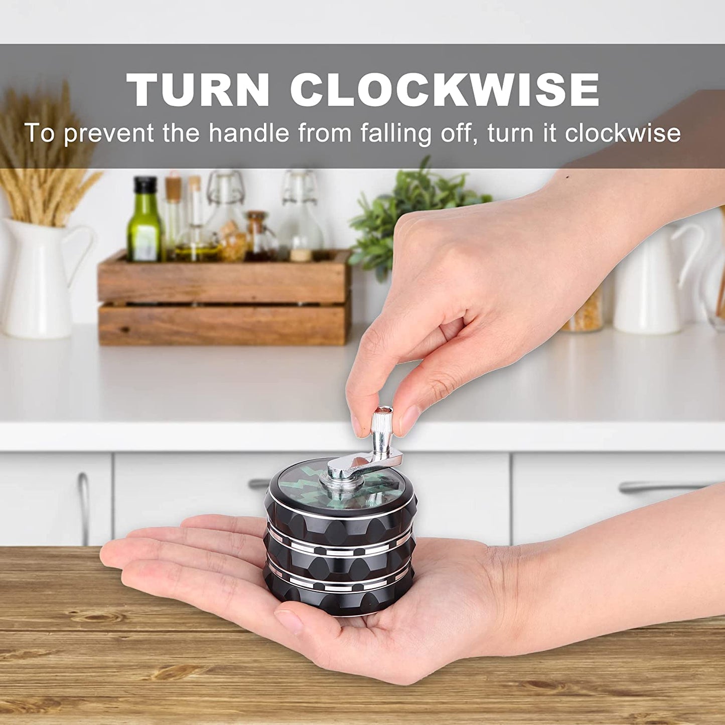 Hand Crank Aluminium Grinder with Clear Top