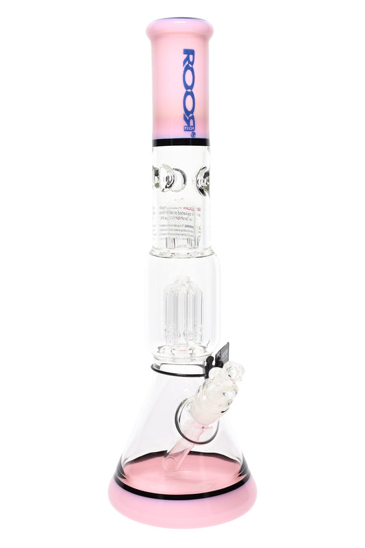 ROOR Tech 14" Multicolor Beaker Bong with Tree Perc – Glass-on-Glass - Discreet Smoker